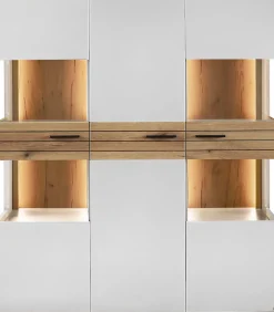 set one by Musterring Vitrine »Quincy« 1 Stk. tlg. Mit 4 Glasausschnitten und LED, in 2 Farben erhältlich, 134,8 cm