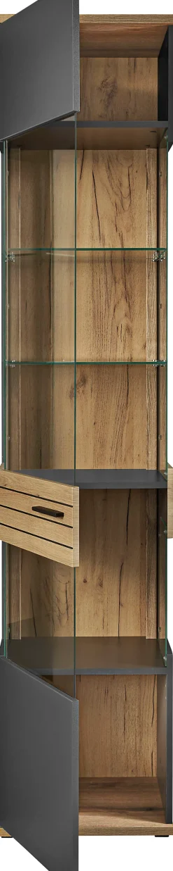 set one by Musterring Vitrine »Quincy« 1 Stk. tlg. Spiegelbildlich montierbar, in 2 Farben erhältlich, 204,7 cm hoch