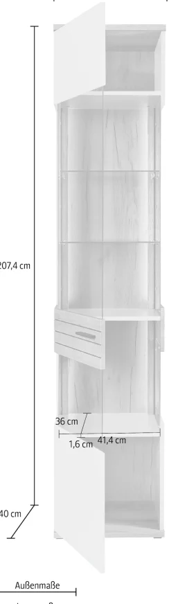 set one by Musterring Vitrine »Quincy« 1 Stk. tlg. Spiegelbildlich montierbar, in 2 Farben erhältlich, 204,7 cm hoch