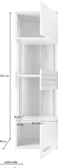 set one by Musterring Vitrine »Quincy« 1 Stk. tlg. Spiegelbildlich montierbar, in 2 Farben erhältlich, 139,2 cm hoch