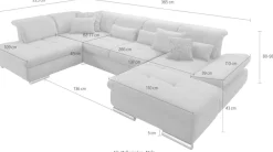 set one by Musterring Wohnlandschaft »SO 4100 komfortable Federkernunterfederung, inkl. Kopfteilverstellung« wahlweise Bettfunktion und Sitztiefenverstellung, U-Form