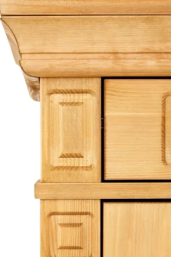 Sideboard Massivholz, Messinggriffe im Jugendstil, Zierleisten, eleganter Sockel