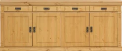 Sideboard Massivholz, Messinggriffe im Jugendstil, Zierleisten, eleganter Sockel