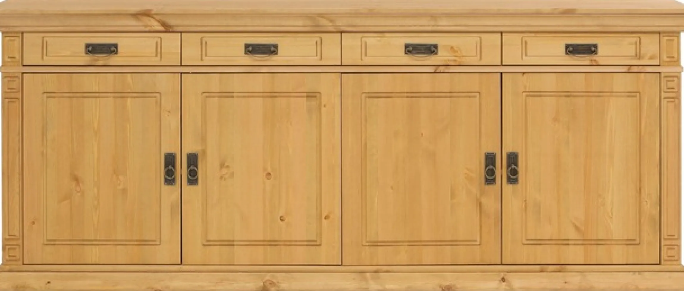 Sideboard Massivholz, Messinggriffe im Jugendstil, Zierleisten, eleganter Sockel