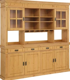 Sideboard Massivholz, Messinggriffe im Jugendstil, Zierleisten, eleganter Sockel