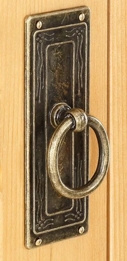 Sideboard Massivholz, Messinggriffe im Jugendstil, Zierleisten, eleganter Sockel