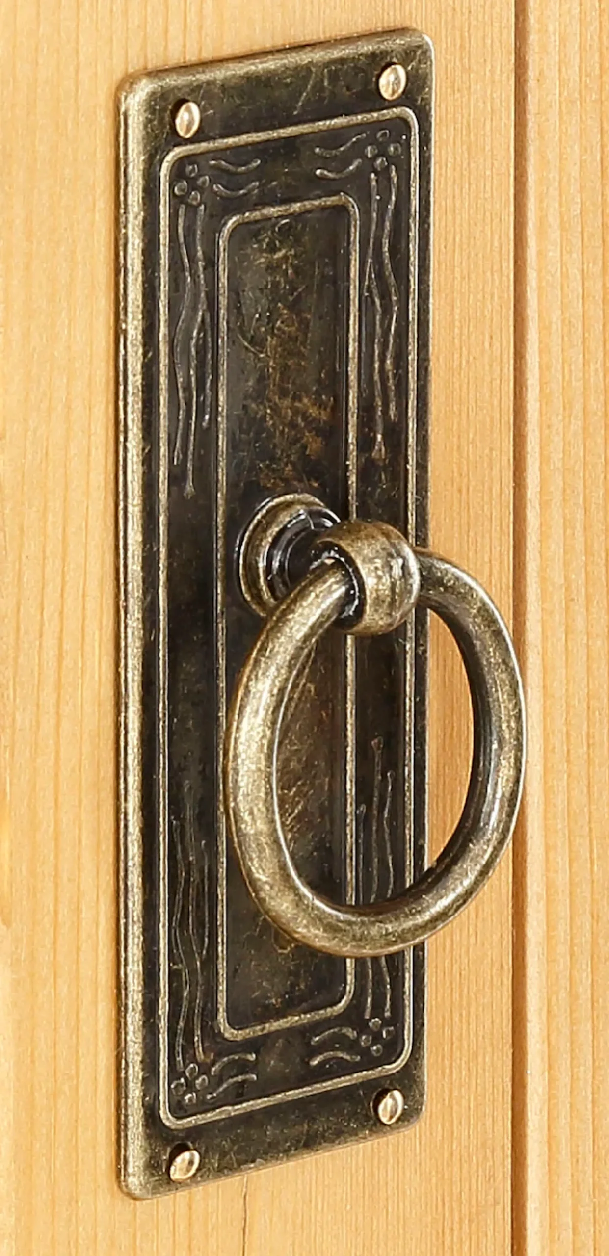 Sideboard Massivholz, Messinggriffe im Jugendstil, Zierleisten, eleganter Sockel