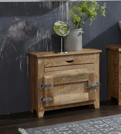 SIT Badkommode »FRIGO Mangoholz mit Tür & Schublade im Antik-Look« Rustikales Design mit markanten Kühlschrankgriffen