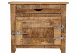 SIT Badkommode »FRIGO Mangoholz mit Tür & Schublade im Antik-Look« Rustikales Design mit markanten Kühlschrankgriffen