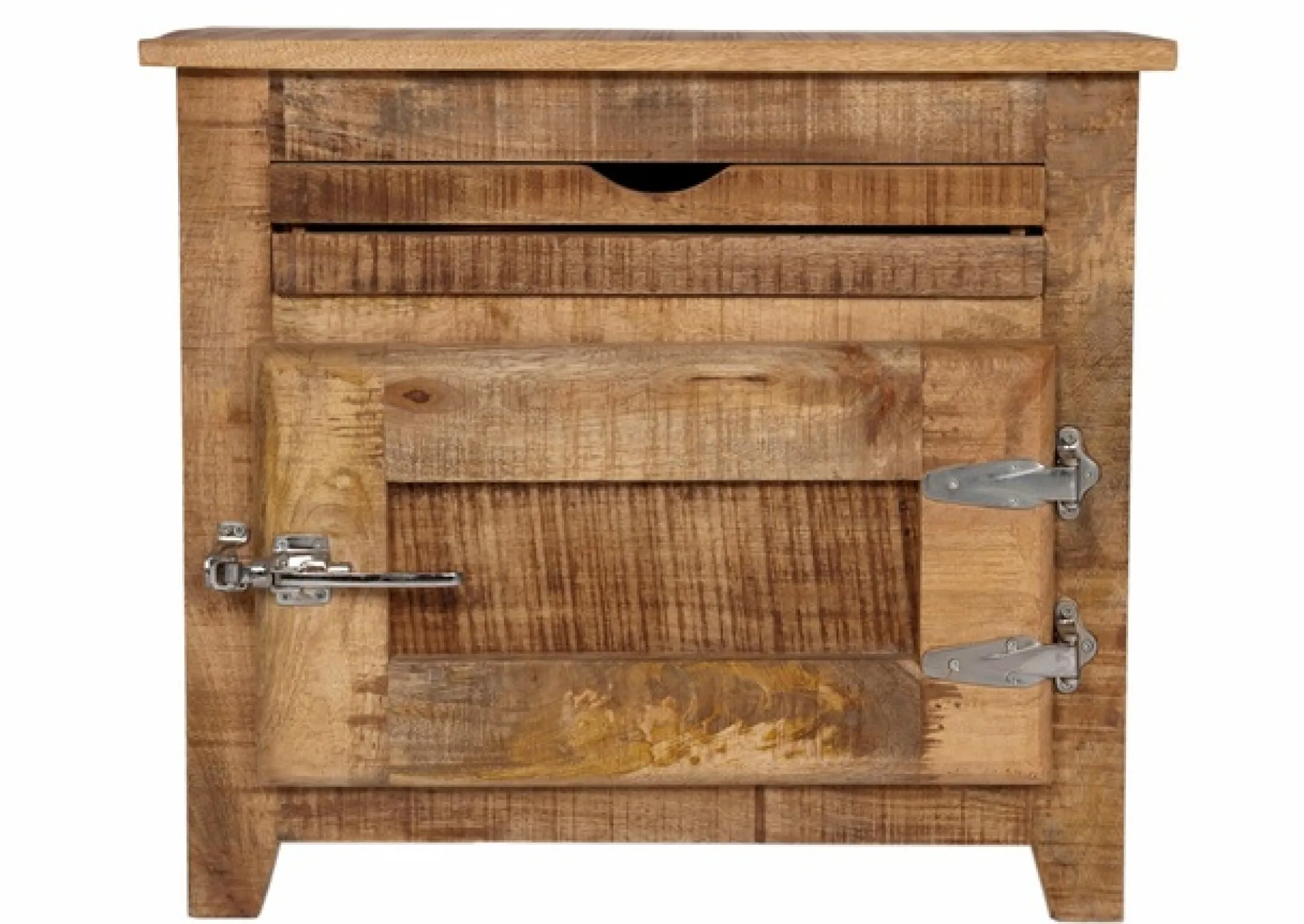 SIT Badkommode »FRIGO Mangoholz mit Tür & Schublade im Antik-Look« Rustikales Design mit markanten Kühlschrankgriffen