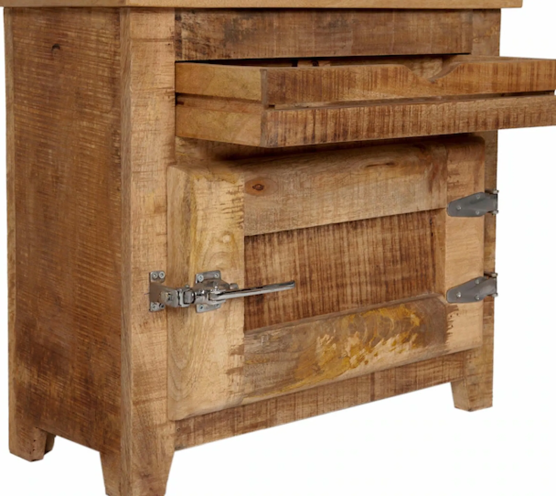 SIT Badkommode »FRIGO Mangoholz mit Tür & Schublade im Antik-Look« Rustikales Design mit markanten Kühlschrankgriffen