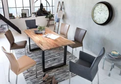 SIT Baumkantentisch »Dijon aus Massivholz mit Baumkante & trendigem Kufengestell« 56 mm starke Tischplatte mit Baumkante wie gewachsen