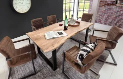 SIT Baumkantentisch »Dijon aus Massivholz mit Baumkante & trendigem Kufengestell« 56 mm starke Tischplatte mit Baumkante wie gewachsen