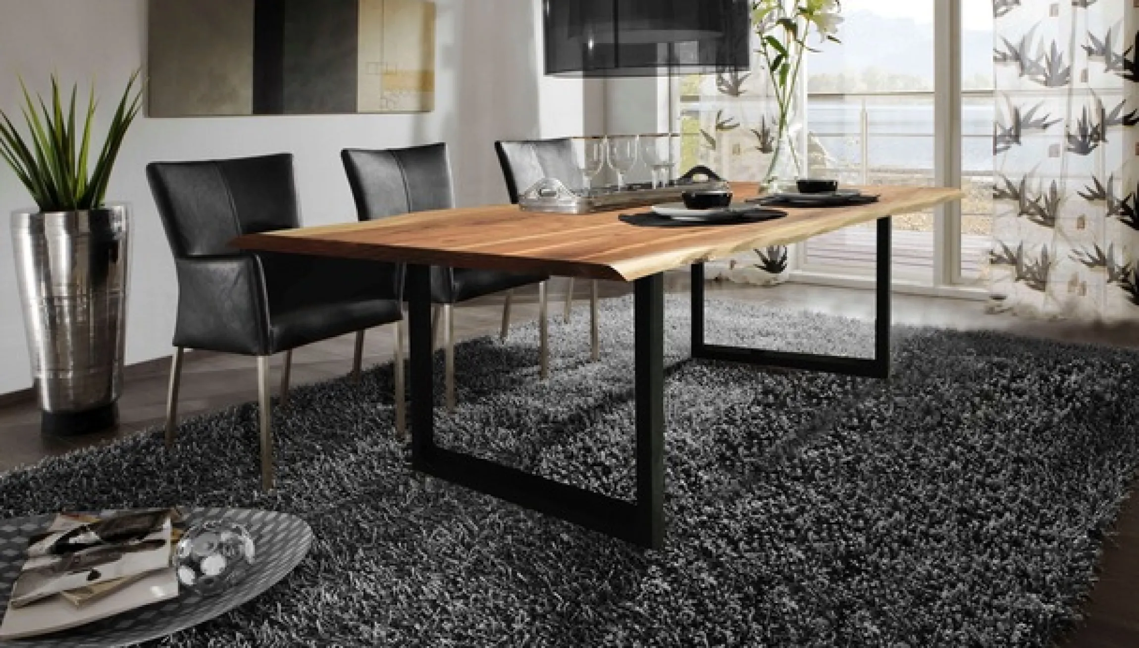 SIT Baumkantentisch »Dijon aus Massivholz mit Baumkante & trendigem Kufengestell« 56 mm starke Tischplatte mit Baumkante wie gewachsen