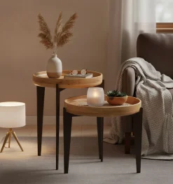 SIT Beistelltisch »Ø 40 cm Mangoholz mit Tablettfunktion & Metallgestell« Abnehmbare Tischplatte auch als praktisches Tablett nutzbar