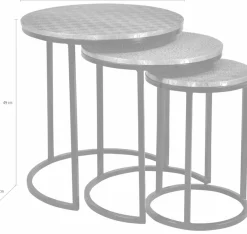 SIT Beistelltisch »Galway 3er Beistelltisch Set rund aus Mango mit Metallgestell« Set,3 runde Satztische mit Mango-Platten & Metallapplikationen