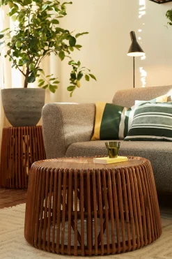 SIT Beistelltisch »T-RATTAN SIDE TABLE LARGE aus Rattan mit recycelter Teakholzplatte« Konisches Rattangestell mit Platte aus recyceltem Teakholz