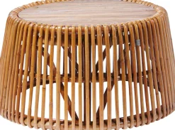 SIT Beistelltisch »T-RATTAN SIDE TABLE LARGE aus Rattan mit recycelter Teakholzplatte« Konisches Rattangestell mit Platte aus recyceltem Teakholz