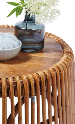 SIT Beistelltisch »T-RATTAN SIDE TABLE LARGE aus Rattan mit recycelter Teakholzplatte« Konisches Rattangestell mit Platte aus recyceltem Teakholz