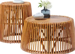 SIT Beistelltisch »T-RATTAN SIDE TABLE LARGE aus Rattan mit recycelter Teakholzplatte« Konisches Rattangestell mit Platte aus recyceltem Teakholz