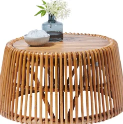 SIT Beistelltisch »T-RATTAN SIDE TABLE LARGE aus Rattan mit recycelter Teakholzplatte« Konisches Rattangestell mit Platte aus recyceltem Teakholz