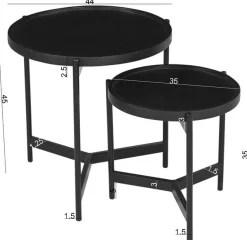 SIT Beistelltisch »Turin 2er Set aus Mango massiv mit Metallgestell« 2 Stk. tlg. 2er Set mit runden Tischplatten & robustem Metallgestell