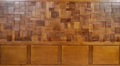 SIT Boxspringbett »Zwolle mit Holz-Mosaik-Kopfteil & 7-Zonen Matratze« Einzigartiges Teakholz-Mosaik Kopfteil & komfortabler Topper