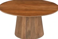 SIT Couchtisch »Brüssel aus Mangoholz mit Sockelfuß & Lamellendesign« runde Tischplatte Ø 80 cm & markanter Sockel in Lamellenoptik