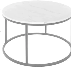 SIT Couchtisch »Ø85 cm rund Echtmarmor Weiß mit Metallgestell« Echte Marmorplatte mit seidenmattem Metallgestell