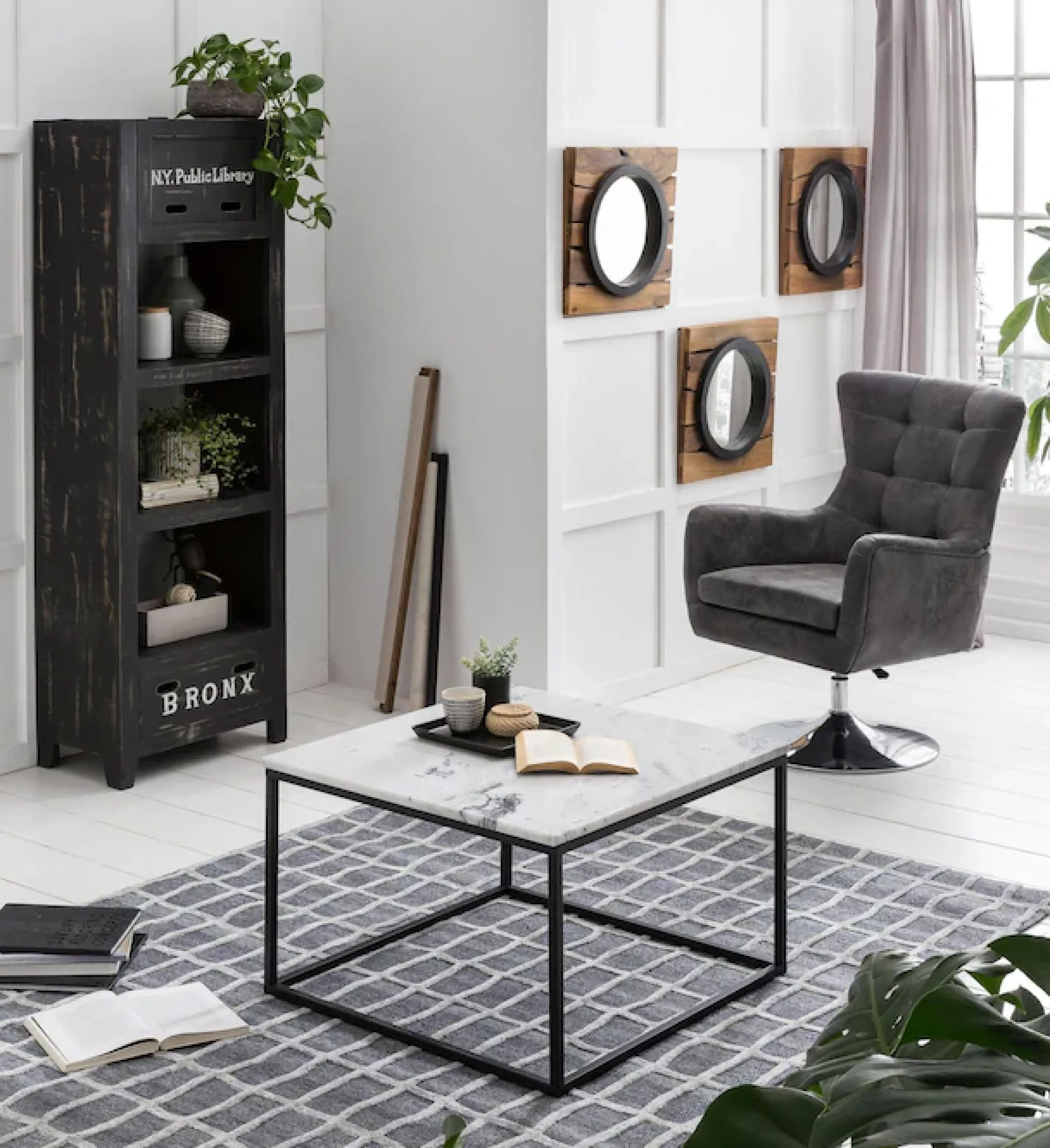 SIT Couchtisch »Wien aus Marmor mit Metallgestell – quadratisches Design« Echter Marmor mit gerader Kante & stabilem Metallgestell