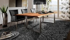 SIT Esstisch »Akazienholz Massivholz mit Baumkante & Stahlgestell« Naturbelassene Baumkante trifft auf modernes U-Stahlgestell