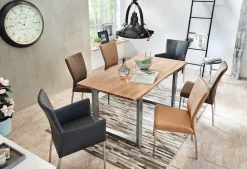 SIT Esstisch »Akazienholz Massivholz mit Baumkante & Stahlgestell« Naturbelassene Baumkante trifft auf modernes U-Stahlgestell