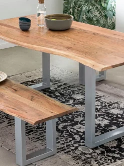 SIT Esstisch »Akazienholz Massivholz mit Baumkante & Stahlgestell« Naturbelassene Baumkante trifft auf modernes U-Stahlgestell
