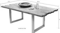 SIT Esstisch »Akron aus recyceltem Teak mit Bruchkante & Metall-Kufengestell« 50 mm starke Teakholzplatte mit markanter Bruchkante