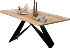 SIT Esstisch »Como aus Wildeiche massiv geölt mit 40-mm-Platte & Cross-Base-Gestell« 1 Stk. tlg. Geölte Wildeiche mit natürlicher Maserung und Lamellenstruktur
