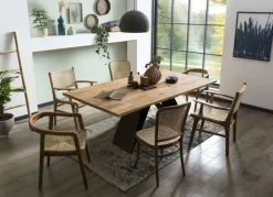 SIT Esstisch »Como aus Wildeiche massiv geölt mit 40-mm-Platte & Cross-Base-Gestell« 1 Stk. tlg. Geölte Wildeiche mit natürlicher Maserung und Lamellenstruktur