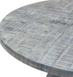 SIT Esstisch »Hanoi rund aus Mangoholz 120 cm Massivholz Vintage Industrial« 3-Bein-Gestell in Gun-Metal-Grau mit rustikaler Tischplatte