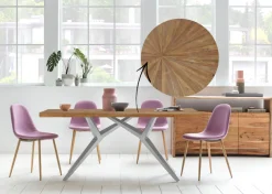 SIT Esstisch »Imola aus recyceltem Teak & extravagantem Metallgestell« 50 mm starke Teakplatte mit außergewöhnlichem Sonnenmuster