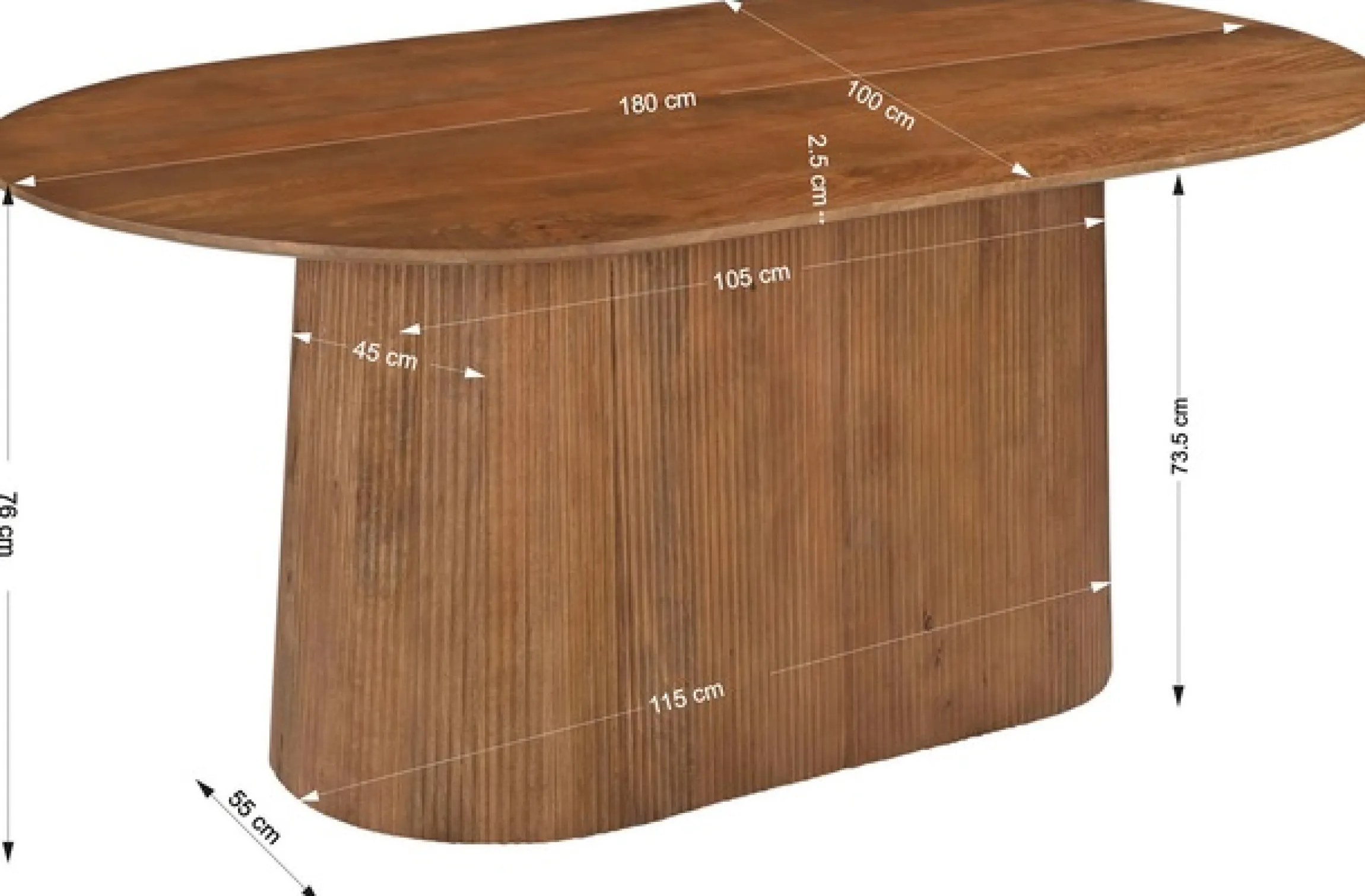 SIT Esstisch »Kapstadt oval aus Mangoholz mit Sockelfuß im Lamellendesign« Moderner Lamellen-Sockel & ovale Tischplatte aus Mangoholz
