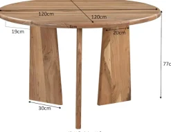 SIT Esstisch »Kyoto aus Akazie Ø120 cm mit asymmetrischem Holzgestell« 1 Stk. tlg. 4 cm starke Akazienplatte mit abgerundeten Kanten & Naturmaserung