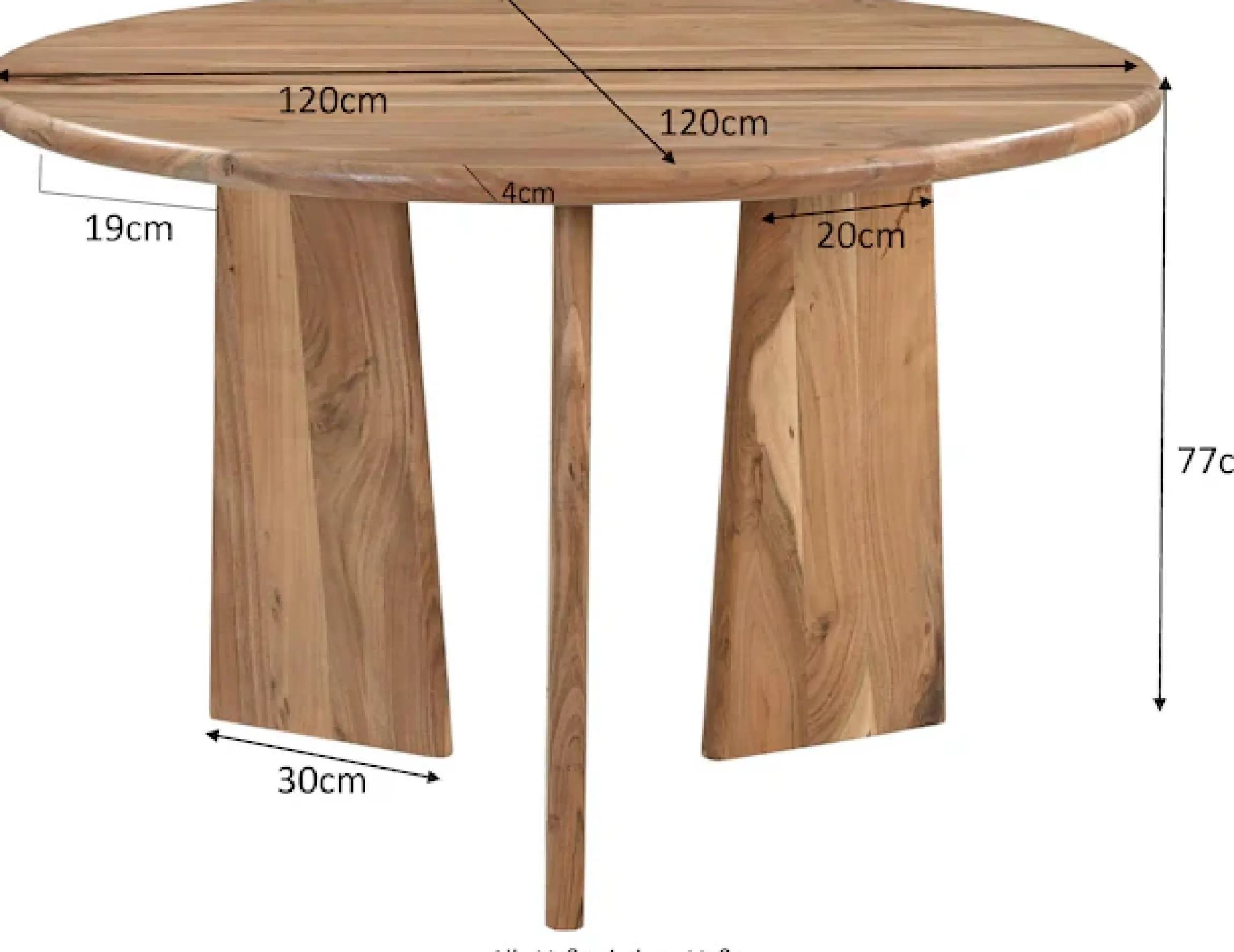 SIT Esstisch »Kyoto aus Akazie Ø120 cm mit asymmetrischem Holzgestell« 1 Stk. tlg. 4 cm starke Akazienplatte mit abgerundeten Kanten & Naturmaserung
