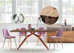 SIT Esstisch »Leiria aus Teak mit 50-mm-Platte & extravagantem Metallgestell« 50-mm-Teakplatte mit markanter Bruchkante an den kurzen Seiten