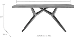 SIT Esstisch »Leiria aus Teak mit 50-mm-Platte & extravagantem Metallgestell« 50-mm-Teakplatte mit markanter Bruchkante an den kurzen Seiten