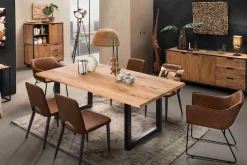 SIT Esstisch »Lille Wildeiche Massivholz mit modernem Metall-Kufengestell« Geölte Wildeiche mit durchgehenden Lamellen & Kufengestell