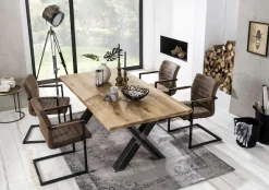 SIT Esstisch »Phoenix Wildeiche Massivholz mit X-Gestell im Used-Look« Rustikale Wildeiche mit markantem X-Gestell