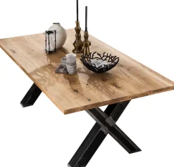 SIT Esstisch »Phoenix Wildeiche Massivholz mit X-Gestell im Used-Look« Rustikale Wildeiche mit markantem X-Gestell