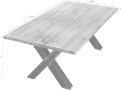 SIT Esstisch »Phoenix Wildeiche Massivholz mit X-Gestell im Used-Look« Rustikale Wildeiche mit markantem X-Gestell