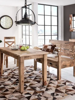 SIT Esstisch »Tisch RUSTIC – Massiver Vintage‑Holztisch 140 cm aus FSC® Mangoholz« Massiver Esstisch aus recyceltem Mangoholz im Vintage‑Shabby‑Chic