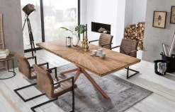 SIT Esstisch »Visby Teakholz Massivholztisch mit Sonnen-Design & Stern-Gestell« 50 mm starke Teakholzplatte mit markantem Stern-Gestell