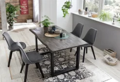 SIT Esstisch »160x85 cm Mango Holz Stahlgestell Industrial sägerau« Esstisch Mango Massivholz sägerau mit Stahlgestell Industrial